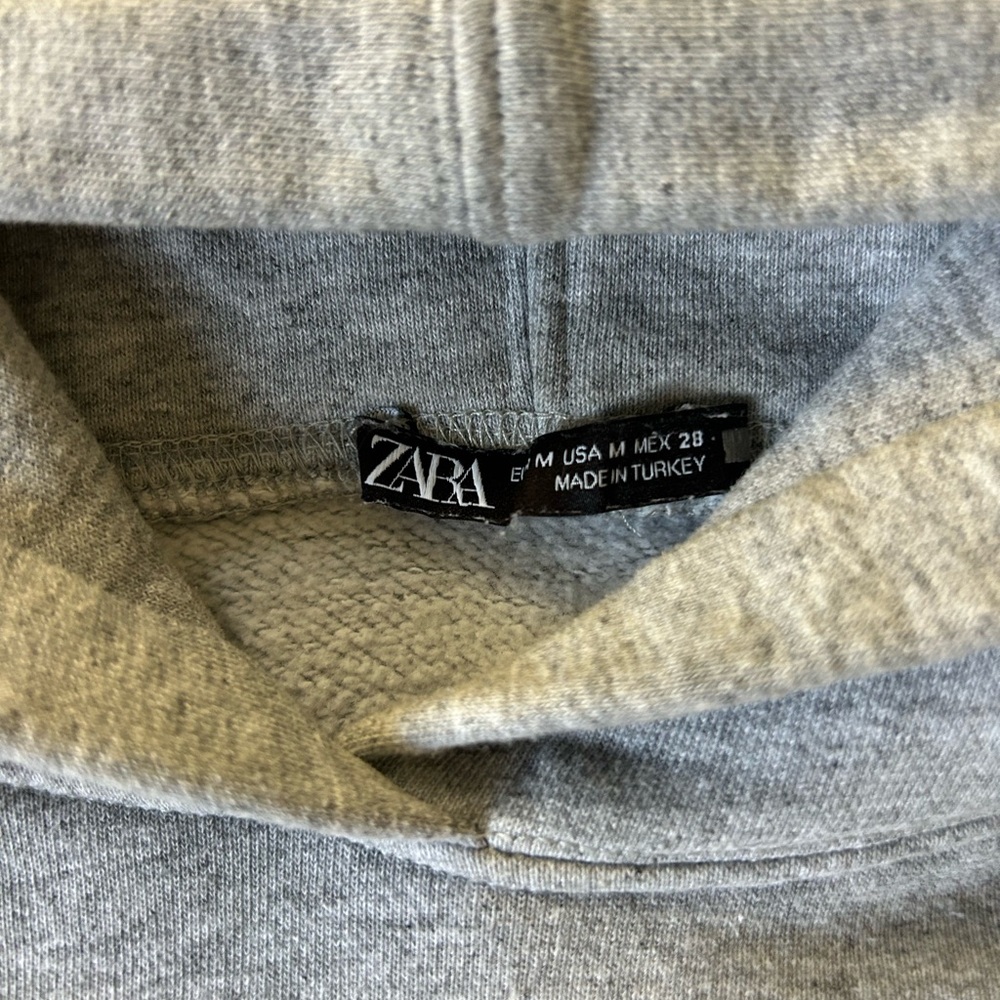 Zara Gray cropped‎ Hoodie Sweatshirt medium - Picture 2 of 2
